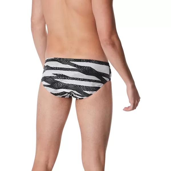 Speedo Mens Swimsuit Brief Endurance Printed Team ColorsContort Speedo BlackWhite