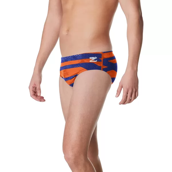 Speedo Mens Swimsuit Brief Endurance Printed Team ColorsContort Speedo NavyOrange