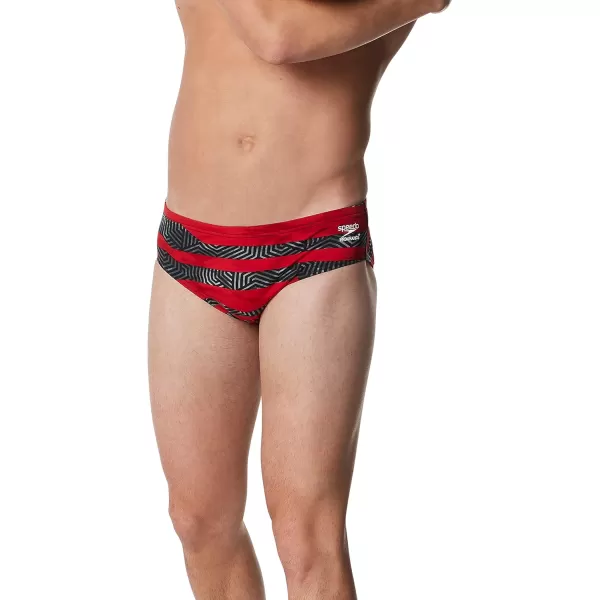 Speedo Mens Swimsuit Brief Endurance Printed Team ColorsContort Speedo Red