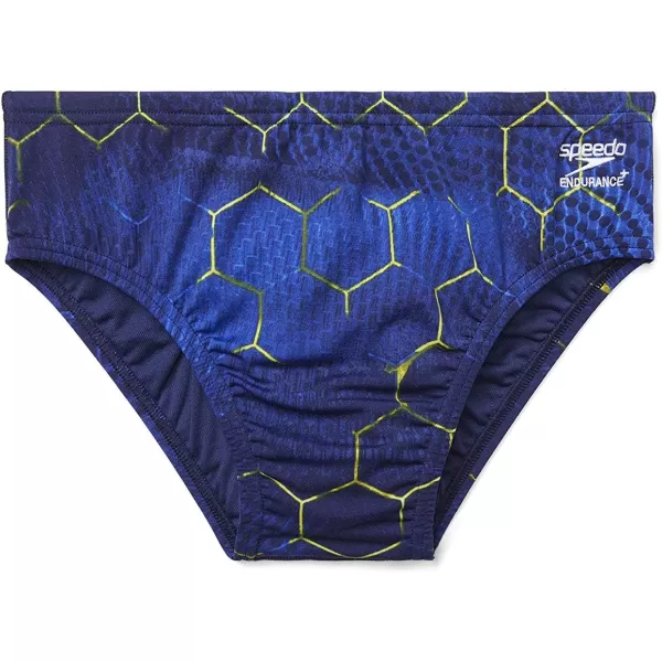 Speedo Mens Swimsuit Brief Endurance Printed Team ColorsEmerging NavyGold