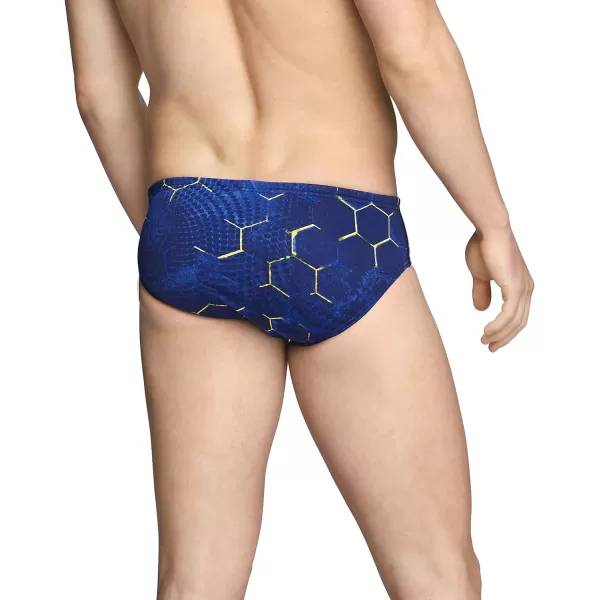 Speedo Mens Swimsuit Brief Endurance Printed Team ColorsEmerging NavyGold