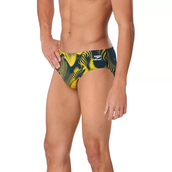 Speedo Mens Swimsuit Brief Endurance Printed Team ColorsFusion NavyGold