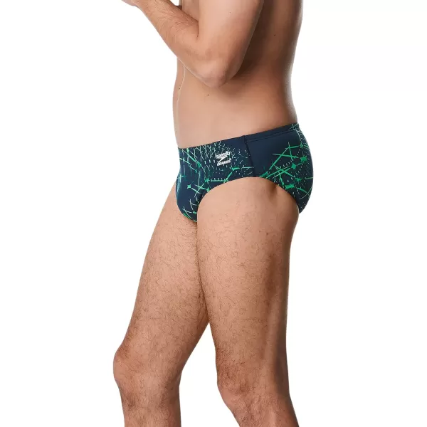 Speedo Mens Swimsuit Brief Endurance Printed Team ColorsGalactic BlueGreen