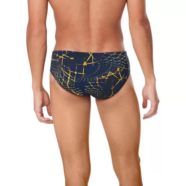 Speedo Mens Swimsuit Brief Endurance Printed Team ColorsGalactic NavyGold
