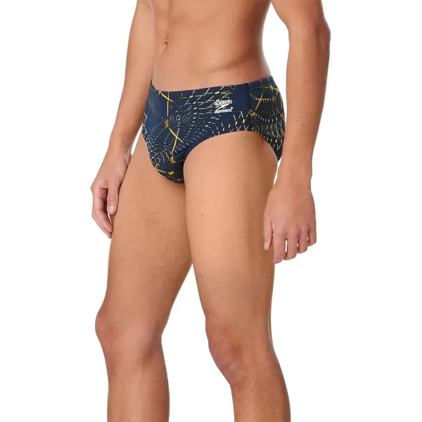 Speedo Mens Swimsuit Brief Endurance Printed Team ColorsGalactic NavyGold