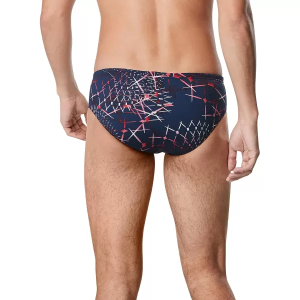 Speedo Mens Swimsuit Brief Endurance Printed Team ColorsGalactic RedWhiteBlue