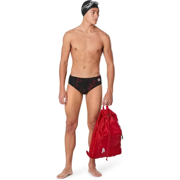 Speedo Mens Swimsuit Brief Endurance Printed Team ColorsGalactic Speedo Red