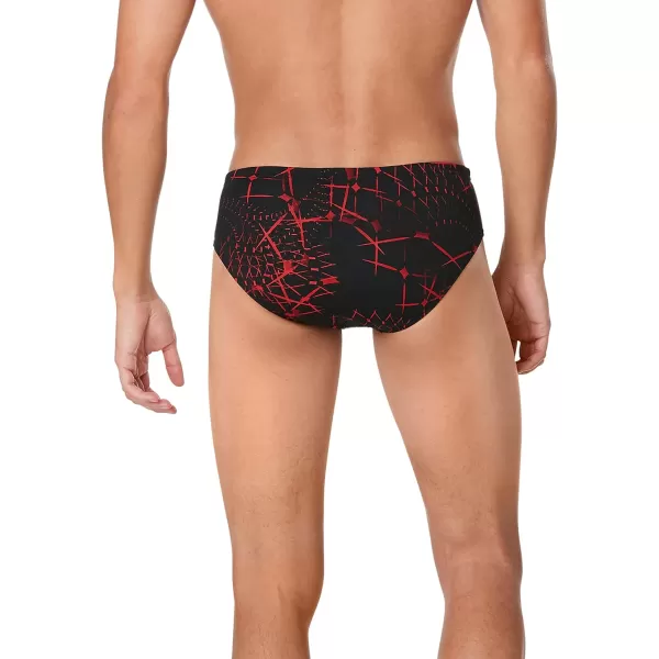 Speedo Mens Swimsuit Brief Endurance Printed Team ColorsGalactic Speedo Red