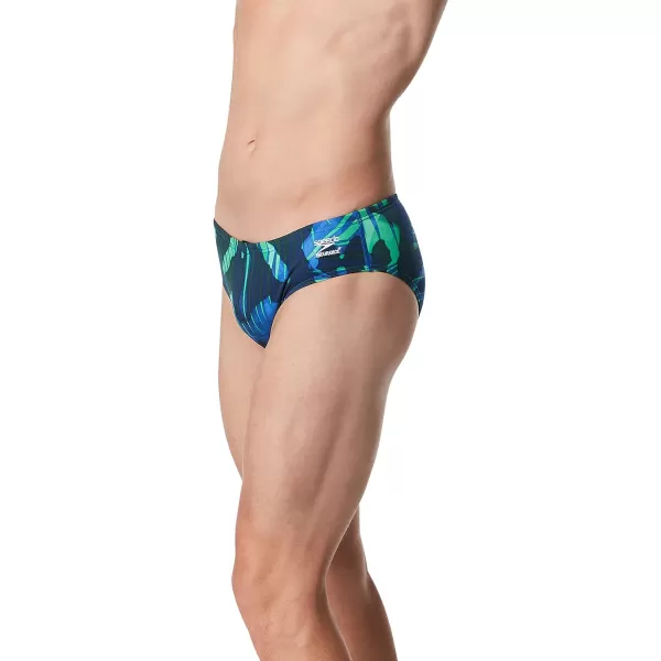 Speedo Mens Swimsuit Brief Endurance Printed Team ColorsReflected BlueGreen