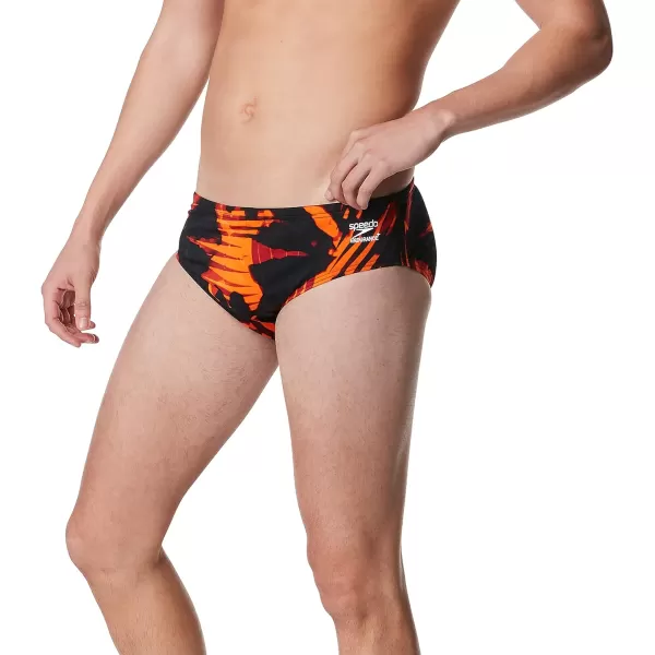 Speedo Mens Swimsuit Brief Endurance Printed Team ColorsReflected Speedo Orange