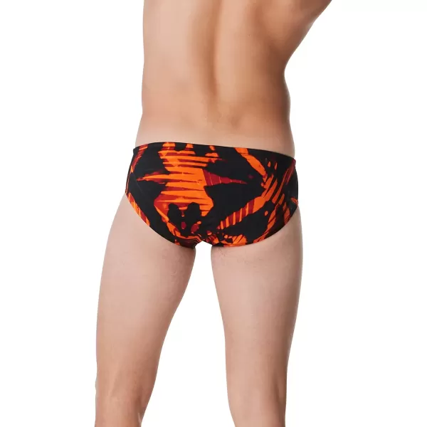 Speedo Mens Swimsuit Brief Endurance Printed Team ColorsReflected Speedo Orange