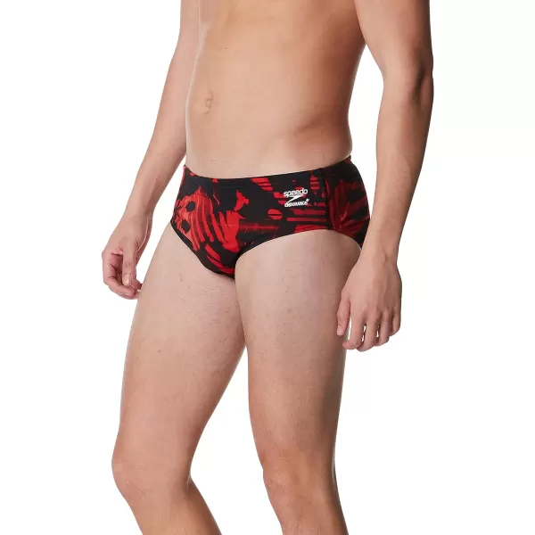 Speedo Mens Swimsuit Brief Endurance Printed Team ColorsReflected Speedo Red