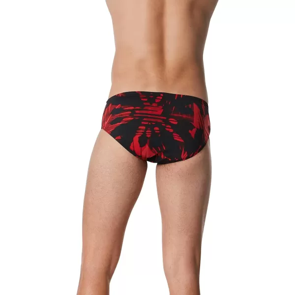 Speedo Mens Swimsuit Brief Endurance Printed Team ColorsReflected Speedo Red