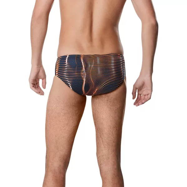 Speedo Mens Swimsuit Brief Endurance Printed Team ColorsSolar NavyOrange