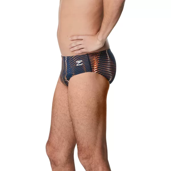 Speedo Mens Swimsuit Brief Endurance Printed Team ColorsSolar NavyOrange