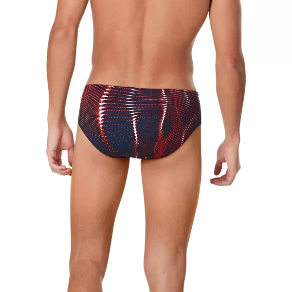 Speedo Mens Swimsuit Brief Endurance Printed Team ColorsSolar RedWhiteBlue