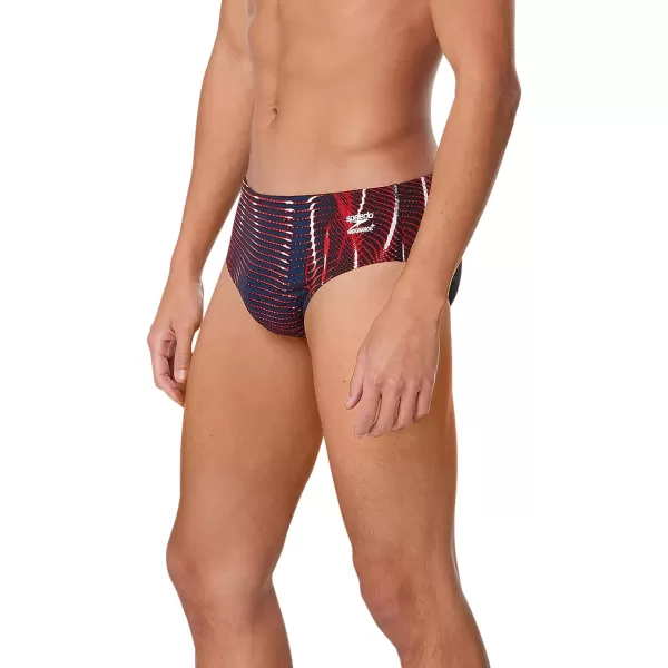 Speedo Mens Swimsuit Brief Endurance Printed Team ColorsSolar RedWhiteBlue