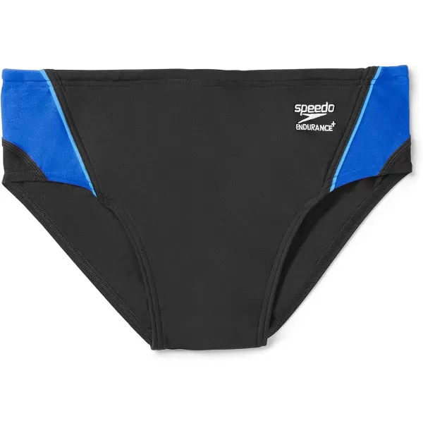 Speedo Mens Swimsuit Brief Endurance Splice Team ColorsDiscontinuedBlackBlue Splice