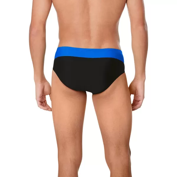 Speedo Mens Swimsuit Brief Endurance Splice Team ColorsDiscontinuedBlackBlue Splice