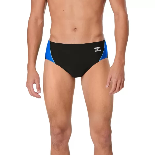 Speedo Mens Swimsuit Brief Endurance Splice Team ColorsDiscontinuedBlackBlue Splice