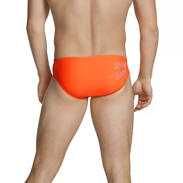 Speedo Mens Swimsuit Brief Endurance The One GraphicNeon Tangerine