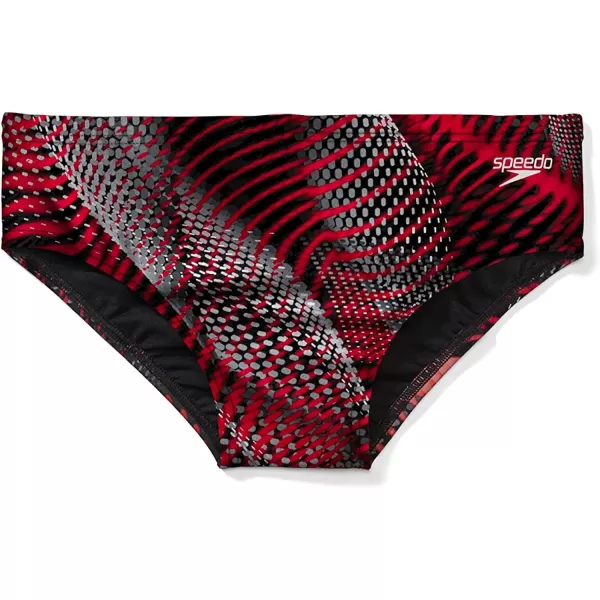 Speedo Mens Swimsuit Brief PowerFlex Eco Coded Riff Team ColorsSpeedo Red