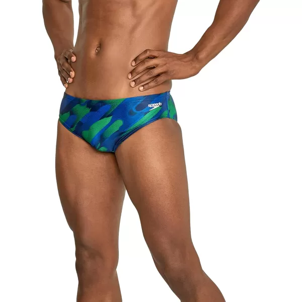 Speedo Mens Swimsuit Brief PowerFlex Eco Coded Riff Team ColorsWonder BlueGreen