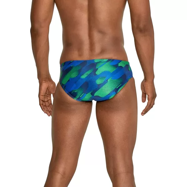 Speedo Mens Swimsuit Brief PowerFlex Eco Coded Riff Team ColorsWonder BlueGreen