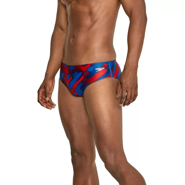 Speedo Mens Swimsuit Brief PowerFlex Eco Coded Riff Team ColorsWonder RedWhiteBlue