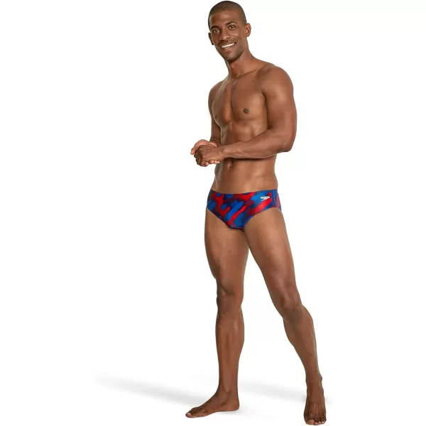 Speedo Mens Swimsuit Brief PowerFlex Eco Coded Riff Team ColorsWonder RedWhiteBlue