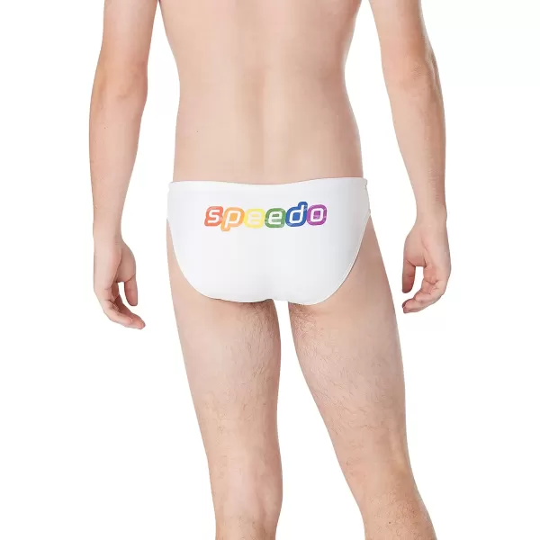 Speedo Mens Swimsuit Brief PowerFlex Eco Solar2023 Pride Bright White