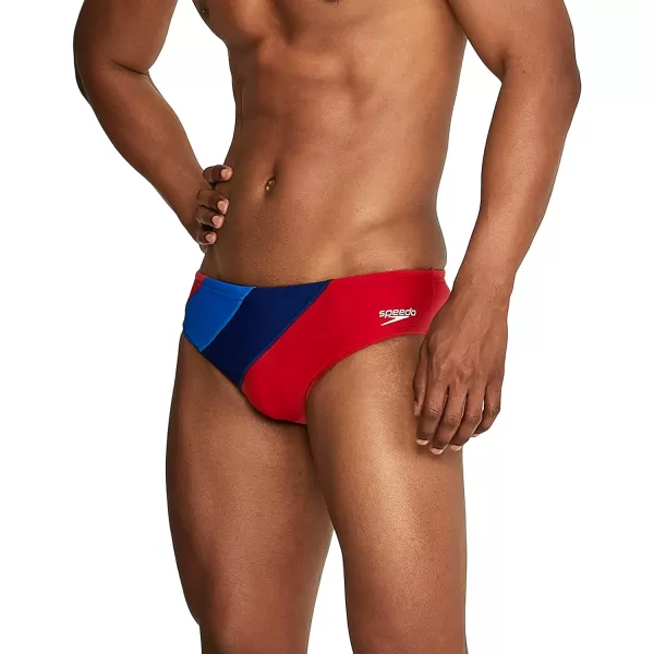 Speedo Mens Swimsuit Brief PowerFlex Eco SolarBlock RedWhiteBlue