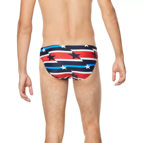 Speedo Mens Swimsuit Brief PowerFlex Eco SolarRed White Blue