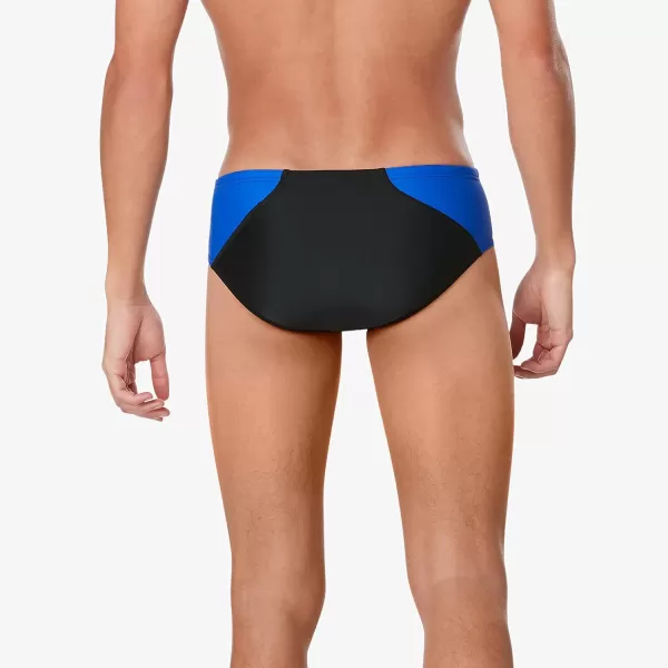 Speedo Mens Swimsuit Brief Powerflex Eco Revolve Splice Team ColorsBlackBlue