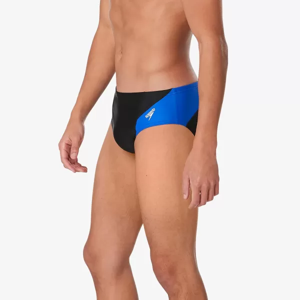 Speedo Mens Swimsuit Brief Powerflex Eco Revolve Splice Team ColorsBlackBlue