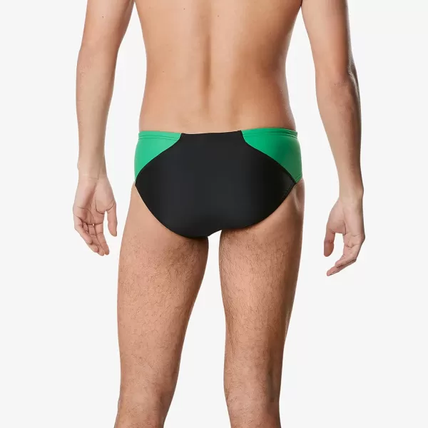 Speedo Mens Swimsuit Brief Powerflex Eco Revolve Splice Team ColorsBlackGreen