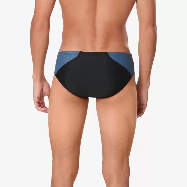 Speedo Mens Swimsuit Brief Powerflex Eco Revolve Splice Team ColorsBlackGrey