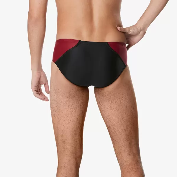 Speedo Mens Swimsuit Brief Powerflex Eco Revolve Splice Team ColorsBlackMaroon