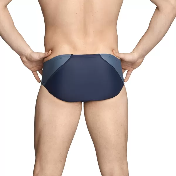 Speedo Mens Swimsuit Brief Powerflex Eco Revolve Splice Team ColorsNavyGrey