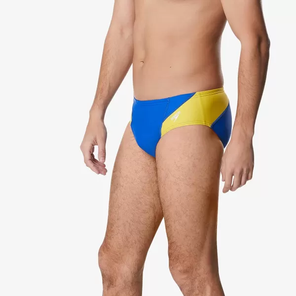 Speedo Mens Swimsuit Brief Powerflex Eco Revolve Splice Team ColorsNew SapphireGold