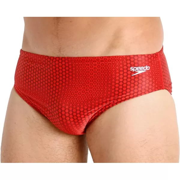 Speedo Mens Swimsuit Brief ProLT Printed Team ColorsHex Speedo Red