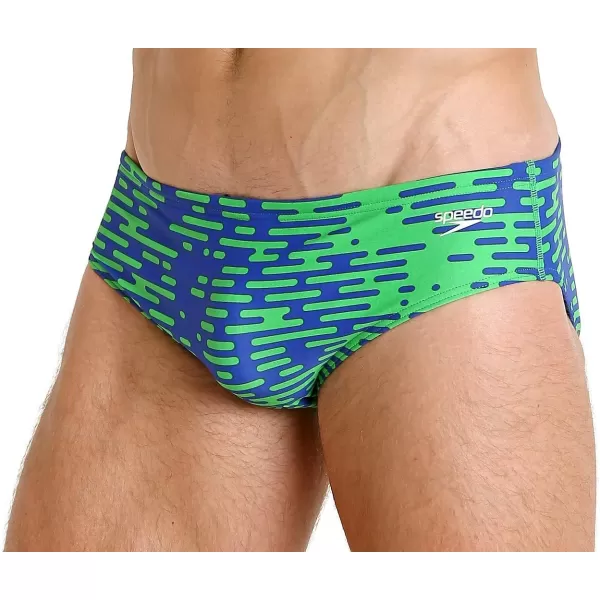 Speedo Mens Swimsuit Brief ProLT Printed Team ColorsModern BlueGreen