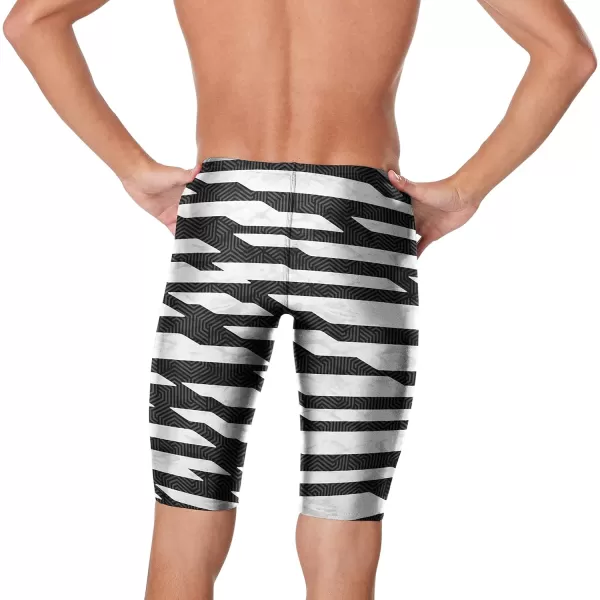 Speedo Mens Swimsuit Jammer Endurance Printed Team ColorsContort Speedo BlackWhite