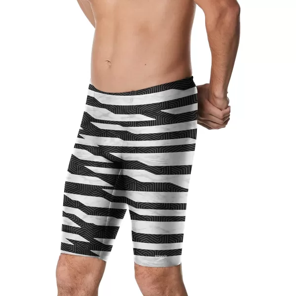 Speedo Mens Swimsuit Jammer Endurance Printed Team ColorsContort Speedo BlackWhite