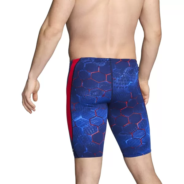 Speedo Mens Swimsuit Jammer Endurance Printed Team ColorsEmerging RedWhiteBlue