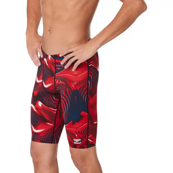 Speedo Mens Swimsuit Jammer Endurance Printed Team ColorsFusion RedWhiteBlue