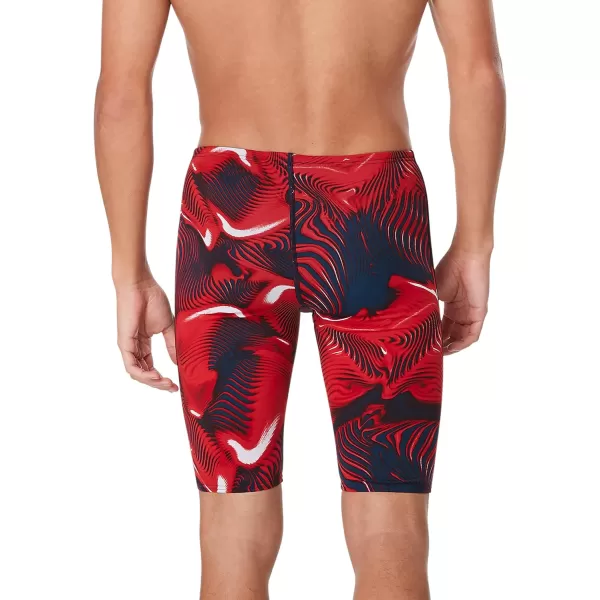 Speedo Mens Swimsuit Jammer Endurance Printed Team ColorsFusion RedWhiteBlue