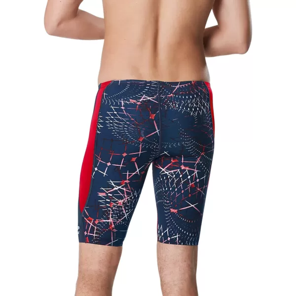 Speedo Mens Swimsuit Jammer Endurance Printed Team ColorsGalactic RedWhiteBlue