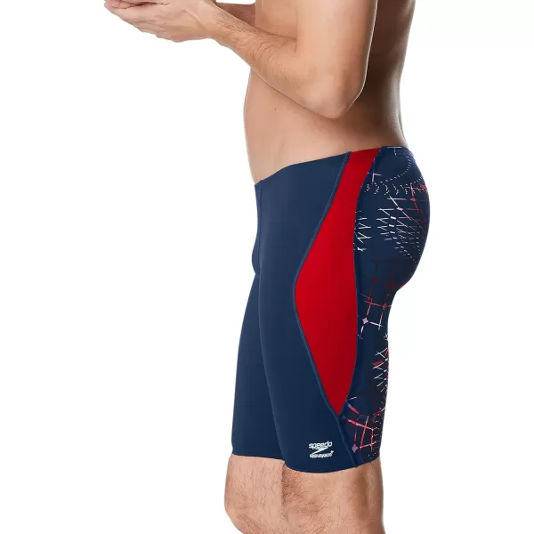 Speedo Mens Swimsuit Jammer Endurance Printed Team ColorsGalactic RedWhiteBlue