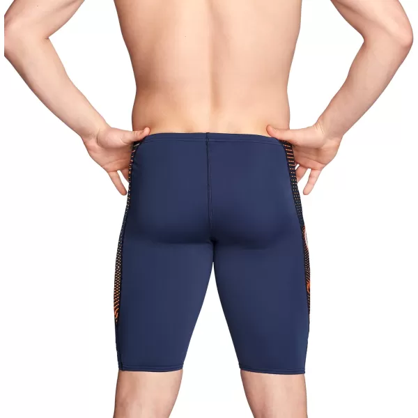 Speedo Mens Swimsuit Jammer Endurance Printed Team ColorsSolar NavyOrange
